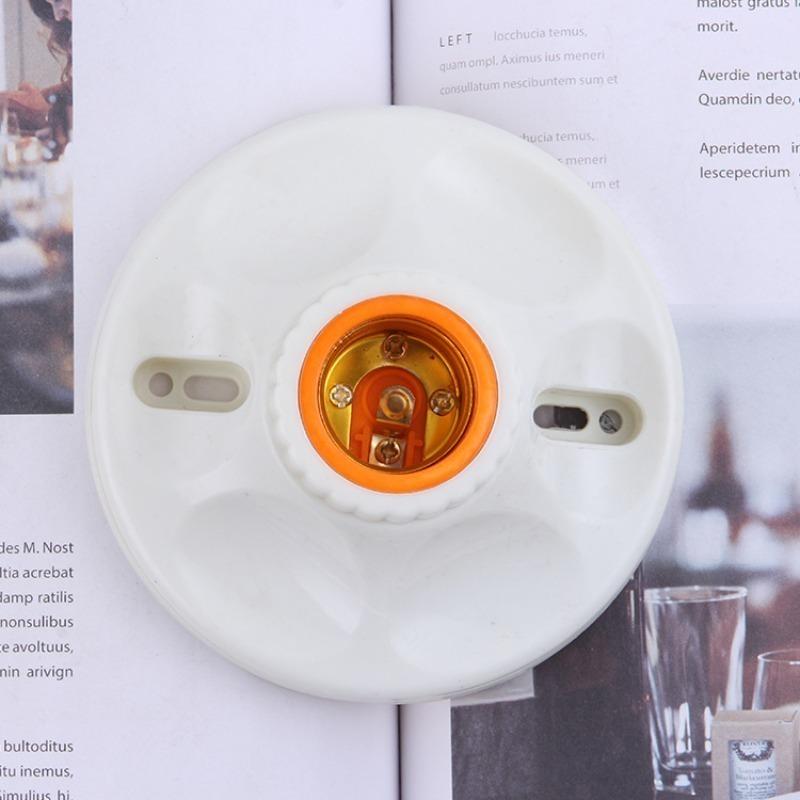 E27 Screw Cap Lamp Holder Plastic Light Lamp Flat Socket Base Ceiling Lamp Fitting Holder Bulb Fixing White Base