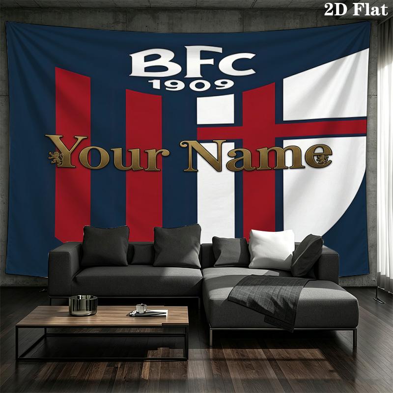 Bologna Fc Custom Name Wall Tapestry Aesthetic Wall Hanging Printed Fabric Blanket Decorative Tapestries For Bedroom Living Room Home Decor