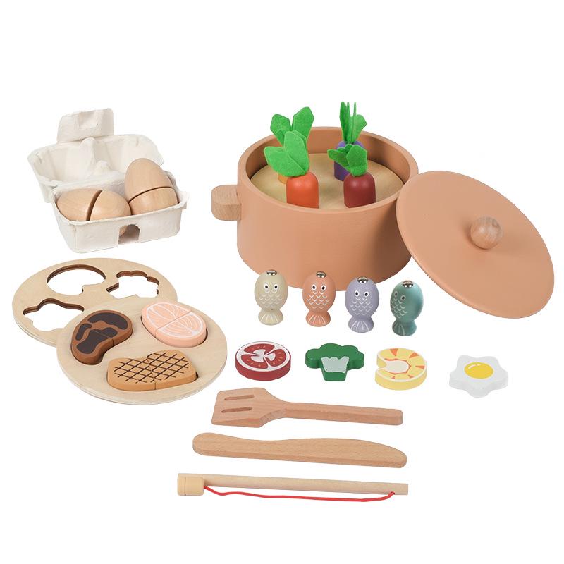 

Wooden Mini Pretend Play Kitchen Set for Girls - Educational Cooking Toy