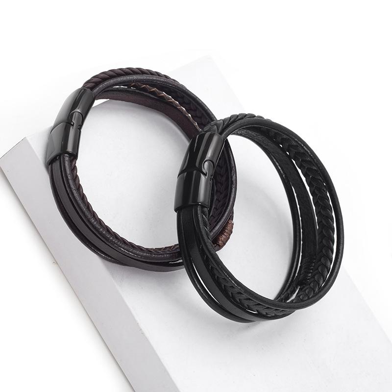 Meier Fashionable Leather Cord Handmade Braided Bracelet - Men's Bangle - Ethnic Style