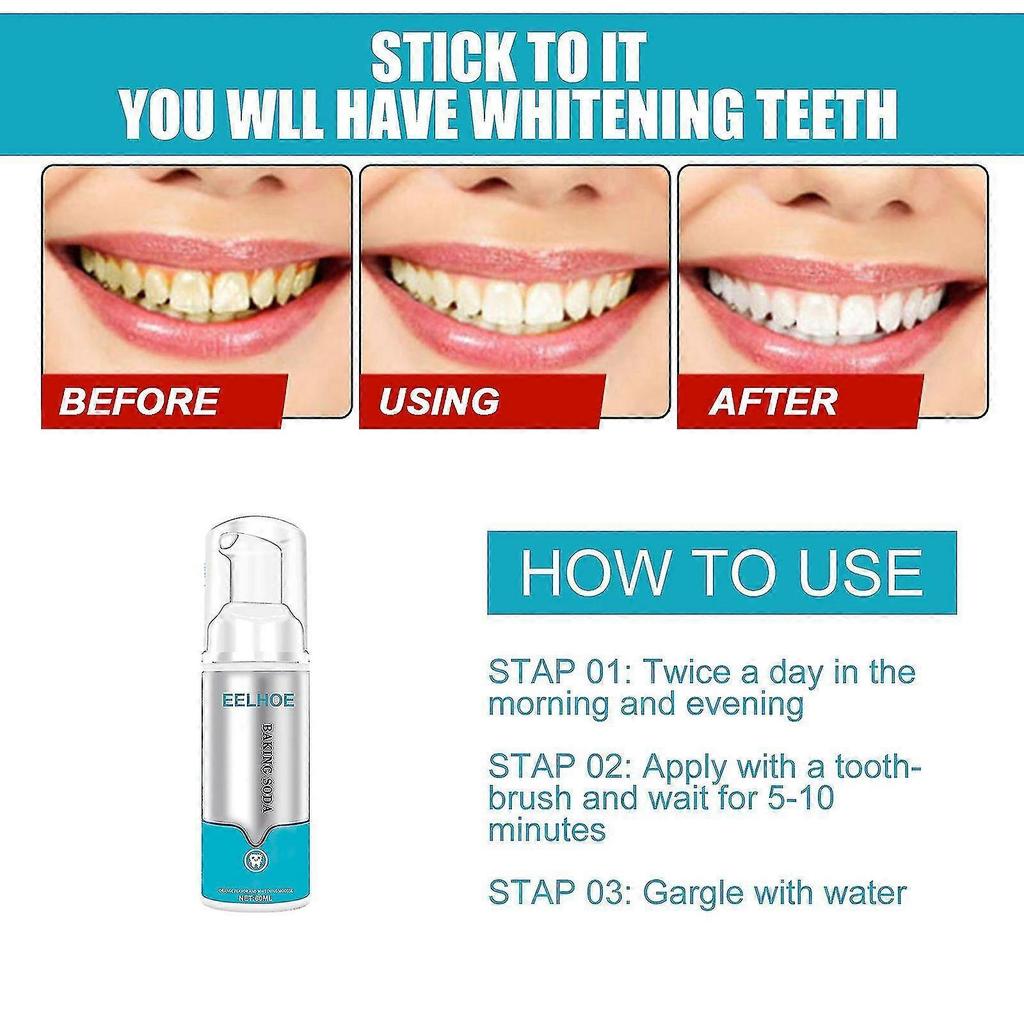 2 Pcs 120ml Deep Cleaning Foam Toothpaste, Teeth Whitening Toothpaste, Baking Soda Toothpaste, Intensive Stain