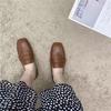 Women's Square Toe D'Orsay Flats - French Retro Soft Leather Slip-On Loafers
