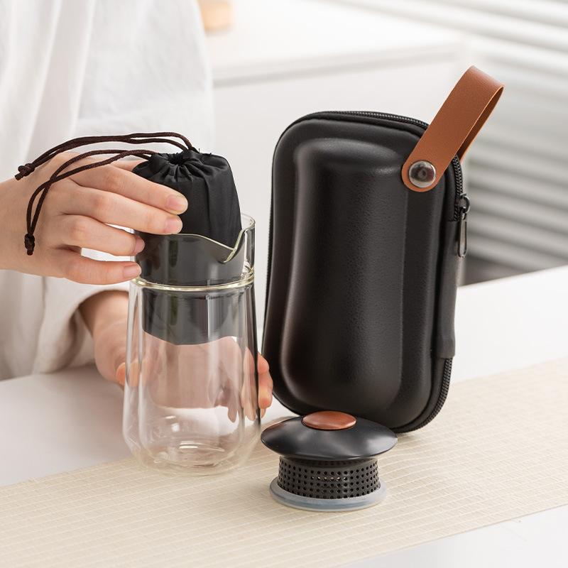 Yunde travel tea set ceramic one pot three cups event celebration souvenir high-end tea set outdoor tea maker