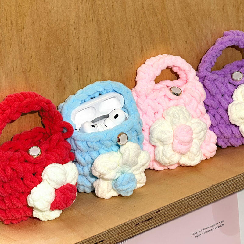 1 box of petal knit earphone pouch keychains