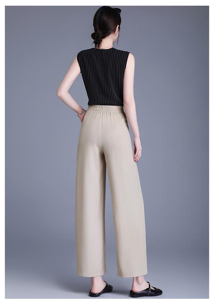 Spring 2026 Elegant Casual High Waist Wide Leg Pants for Middle-Aged and Elderly Women