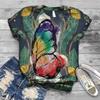 Summer Top Butterfly Series 3D Digital Printed Sports and Leisure Loose Women's Short Sleeved T-shirt