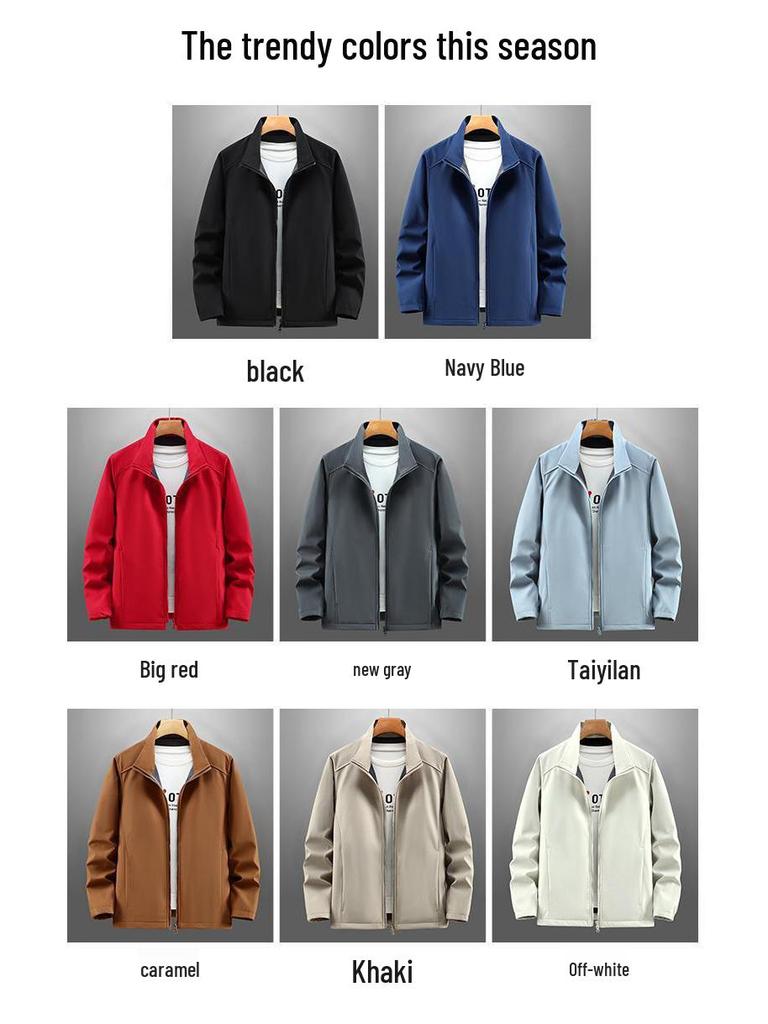 Unisex Windproof & Waterproof Softshell Jacket with Stand-up Collar - Custom Logo Embroidery Available