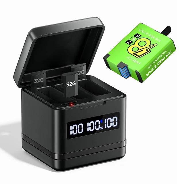 PALO 1800mAh Battery for GoPro Hero 8/7/6/5+LCD Black Battery Charger for GoPro
