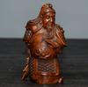 Chinese Natural Boxwood Carved Historical Figure Guan Yu Statue Wooden Figurines