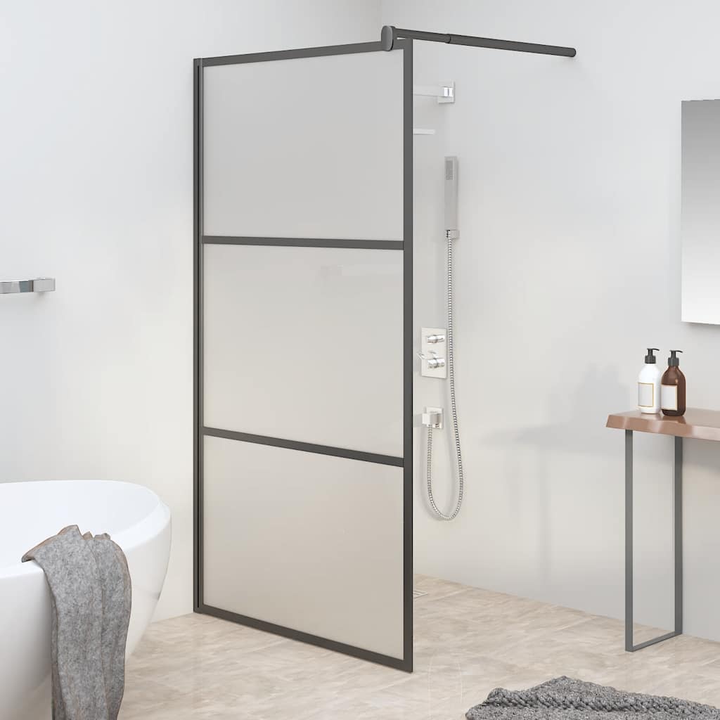Walk In Shower Screen 115 X 195 Cm Frosted ESG Glass Black