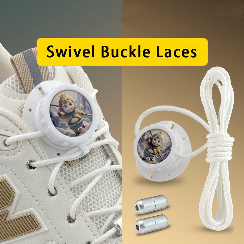 1Pair Fashion Wukong Swivel Buckle Laces Automatic Shoelaces Without Ties Sneakers No Tie Shoe Laces Kids Adult Shoelace