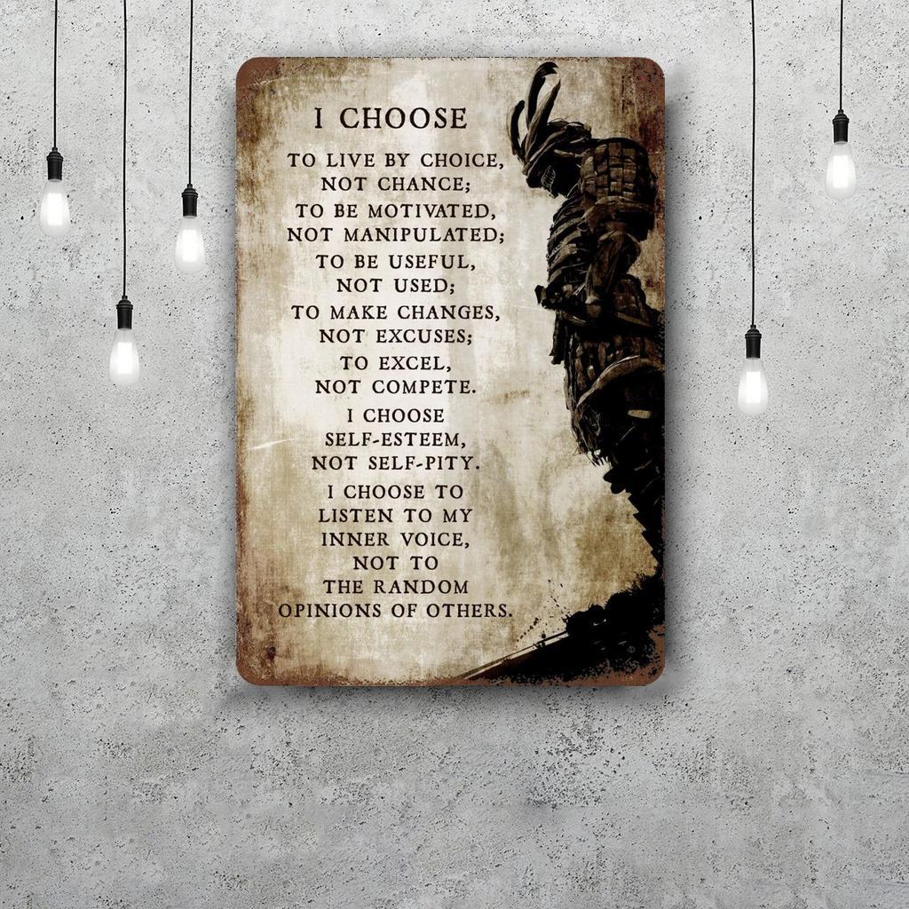 Samurai Warrior Vintage Metal Tin Signs Posters Decor Retro Metal Plaque Wall Art Decor for Garage Bar