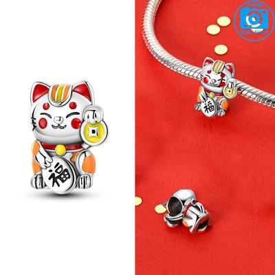 Classic Genuine Copper Pink Cute Cat Zircon Pendants Purple Magic Hat Cat Bead Fits Bracelets Women Jewellery Crafting DoItYourself Gifts