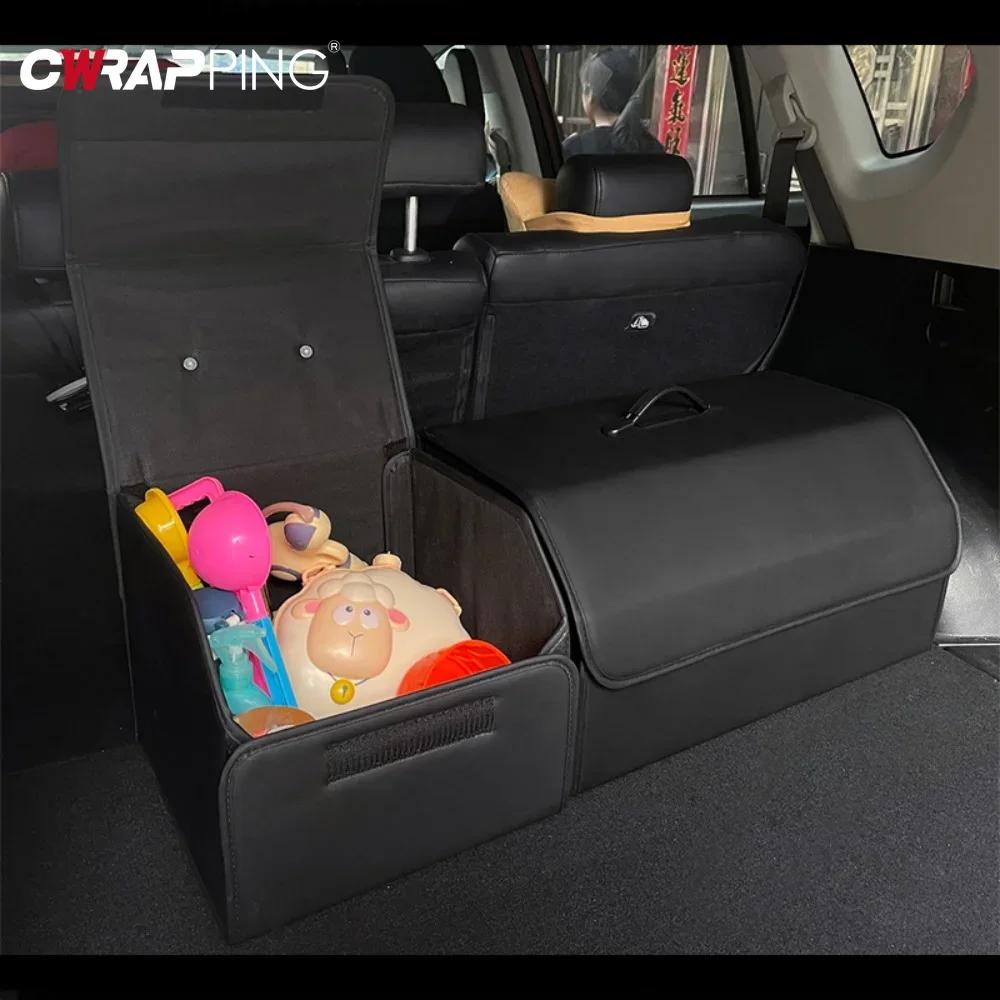 Faltbare Auto-Kofferraum-Aufbewahrungs-Organizer-Box Tragbare PU-Leder Auto-Aufbewahrungsbox mit Deckel Auto-Aufbewahrungstasche Fahrzeug-Kofferraum-Organizer