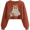 Women's Crop Sweatshirt Fall Halloween Long Sleeve Pullover Sweatshirt