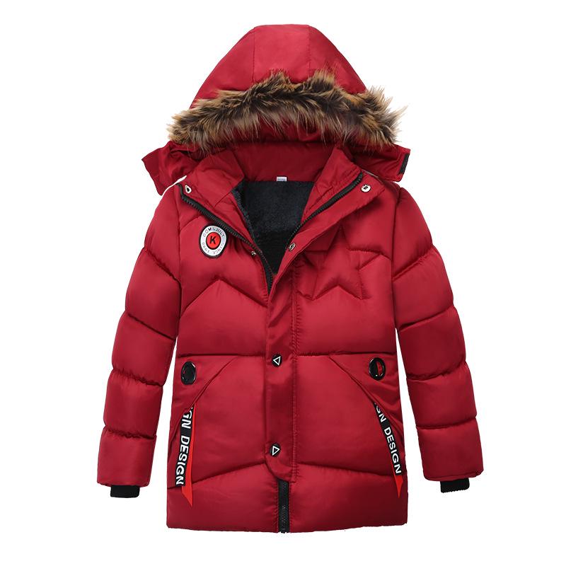 Winterjacke für Jungen, dickes, warm haltendes Futter, Plüsch, abnehmbare Mütze, mit Kapuze, Pelzkragen, Mantel für Kinder