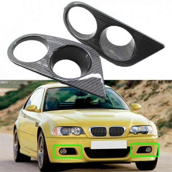 2 X Carbon Fiber Look ABS Left & Right Fog Light Covers For BMW E46 M3 2001-2006