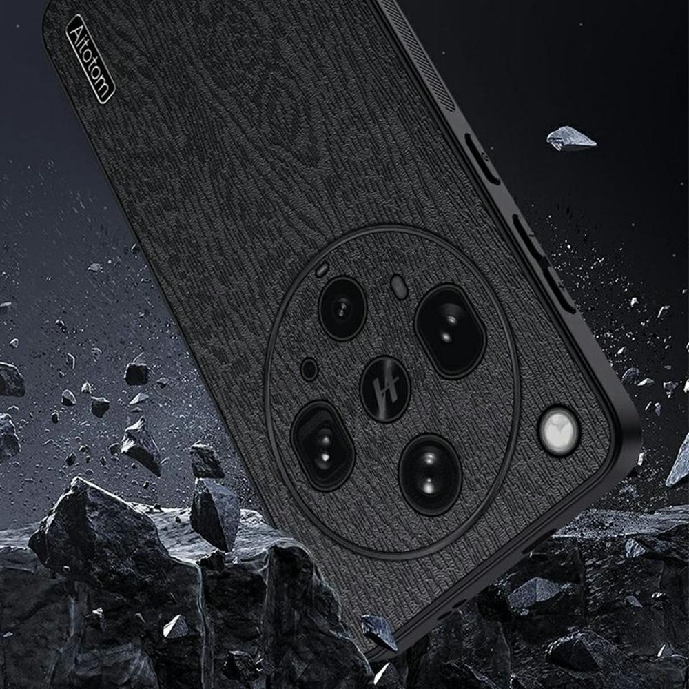 For Oppo Find X8 Ultra 5G Case Wood Texture PU Leather Coated PC TPU Phone Cover