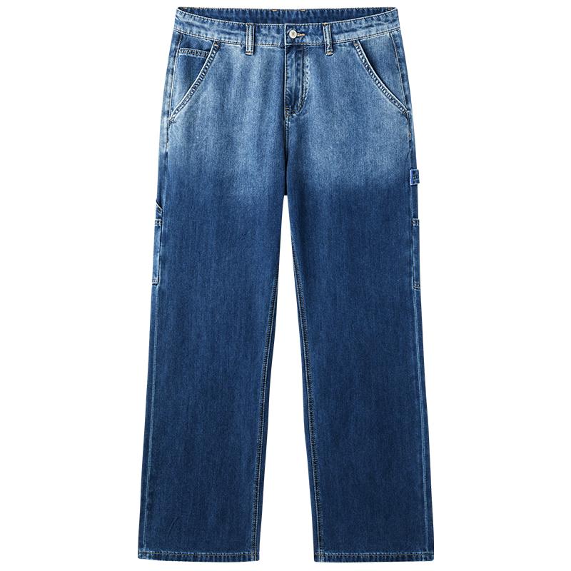 NVG·YOUNG Men's Spring/Summer Cotton-Linen Wide-Leg Denim Pants