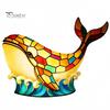 Stained Glass Night Light Whale Light, USB Multicolor Table Lamp, Flicker-free LED Decorative Desk for Home Office Bedroom