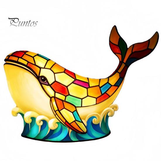 Stained Glass Night Light Whale Light, USB Multicolor Table Lamp, Flicker-free LED Decorative Desk for Home Office Bedroom