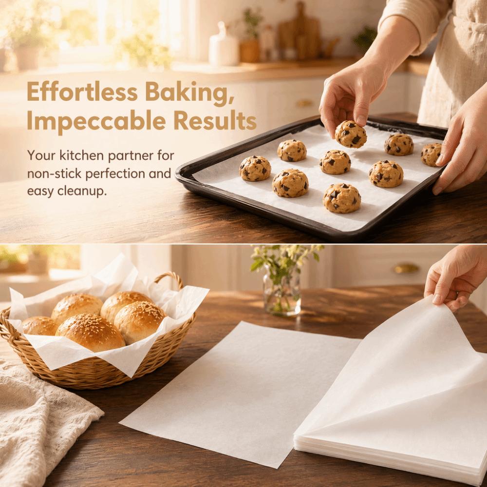 500pcs Double Sided Food Grade Baking Parchment Heat Resistant Non Stick Baking Paper  Cake  Making