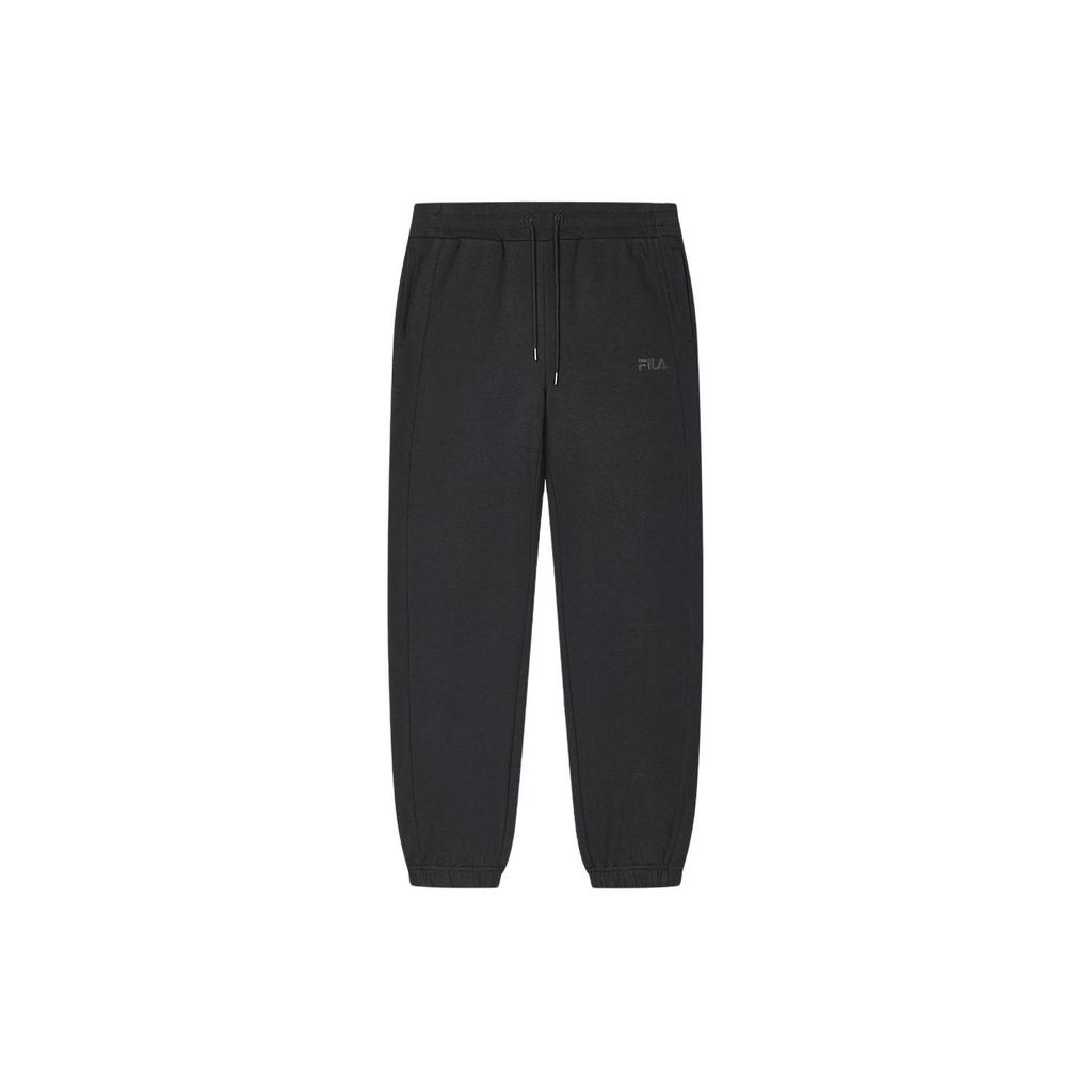 Fila Solid Color Drawstring Cuffed Casual Knit Sports Pants Women Bottoms Black F11W349620F-BK