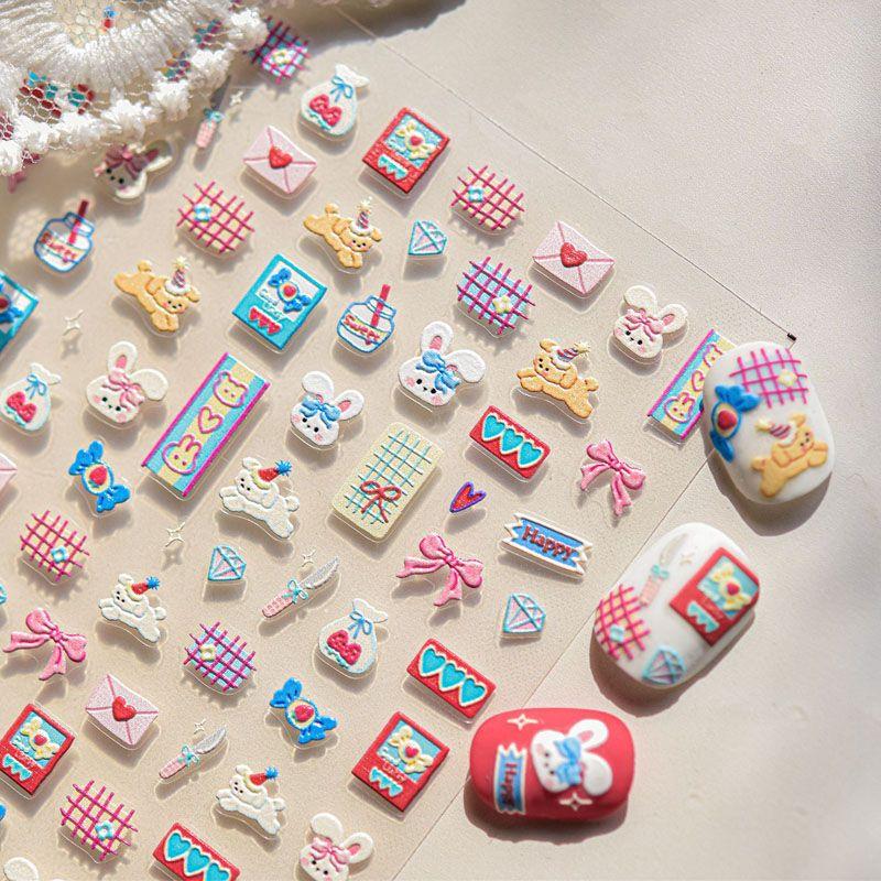 

Cute Graffiti Nail Stickers New Arrival Relief 3D 5D Cute Pet Kids Children s Nail Stickers Small Decorations Cute graffiti 4925((Relief))