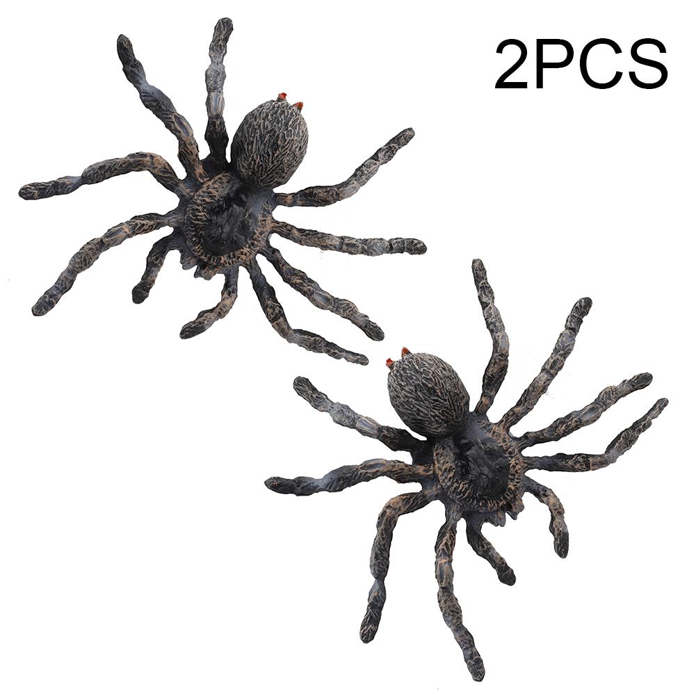 2pcs Realistic Spiders Fun Simulation Spiders Model Toy For Prank Props Party Decoration Gray
