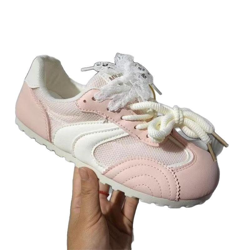 Summer new round head lace-up versatile little white shoes casual style mint mambo