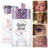 Women Makeup Stick Independence Day Body Glitter Stick, Patriotic USA Flag Face Hair Accessories, Sparkling Red White Blue for 4th of July