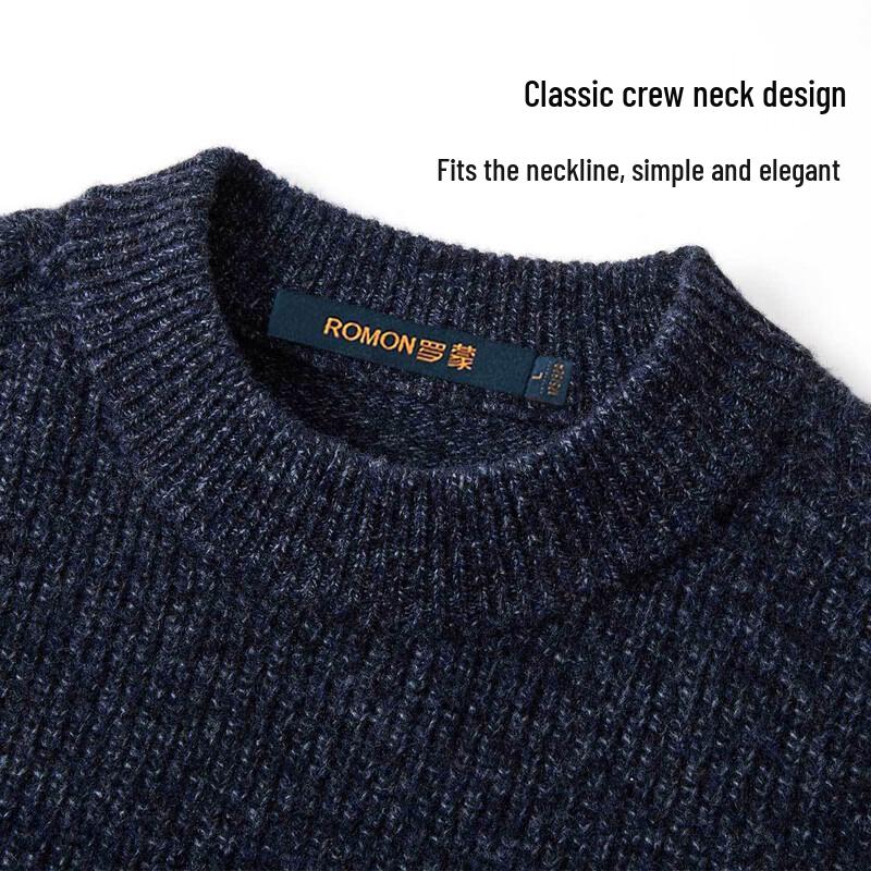 ROMON Men's Thickened Wool Blend Pullover Sweater