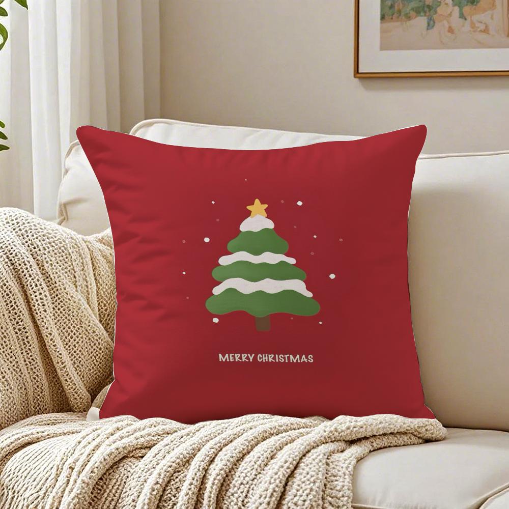 Christmas Red Santa Snowman Cushion Cover Linen Minimalist Soft for Sofa Bed Home Room Decor