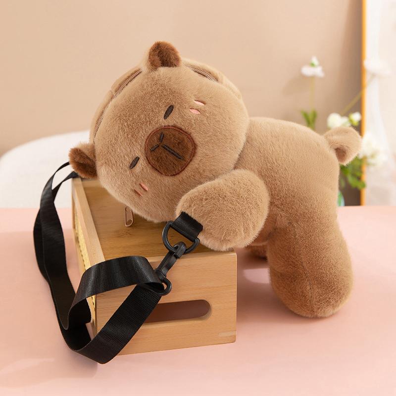 Kawaii Kreslená Kapybara Plyšová Crossbody Taška Roztomilá Měkká Taška přes Rameno Kreativní Plyšová Hračka Crossbody Taška Dárky k Narozeninám