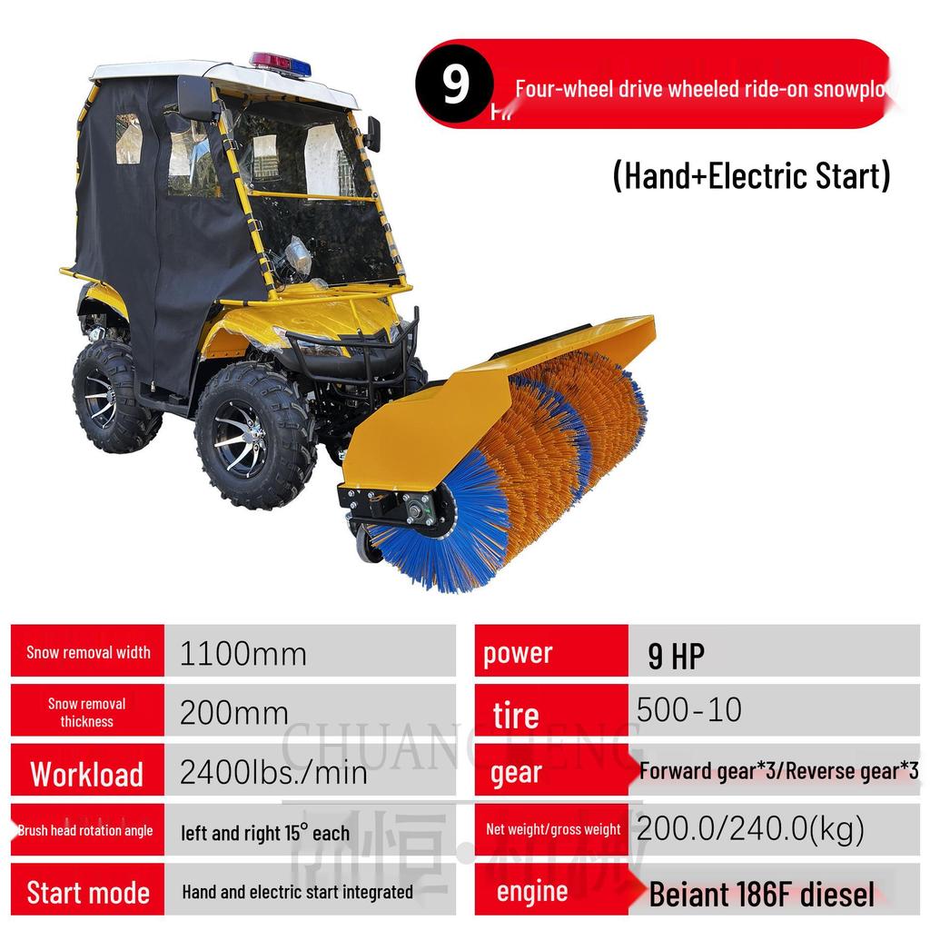 Compact Hand-Push Snow Sweeper for Efficient Road and Community Snow Removal