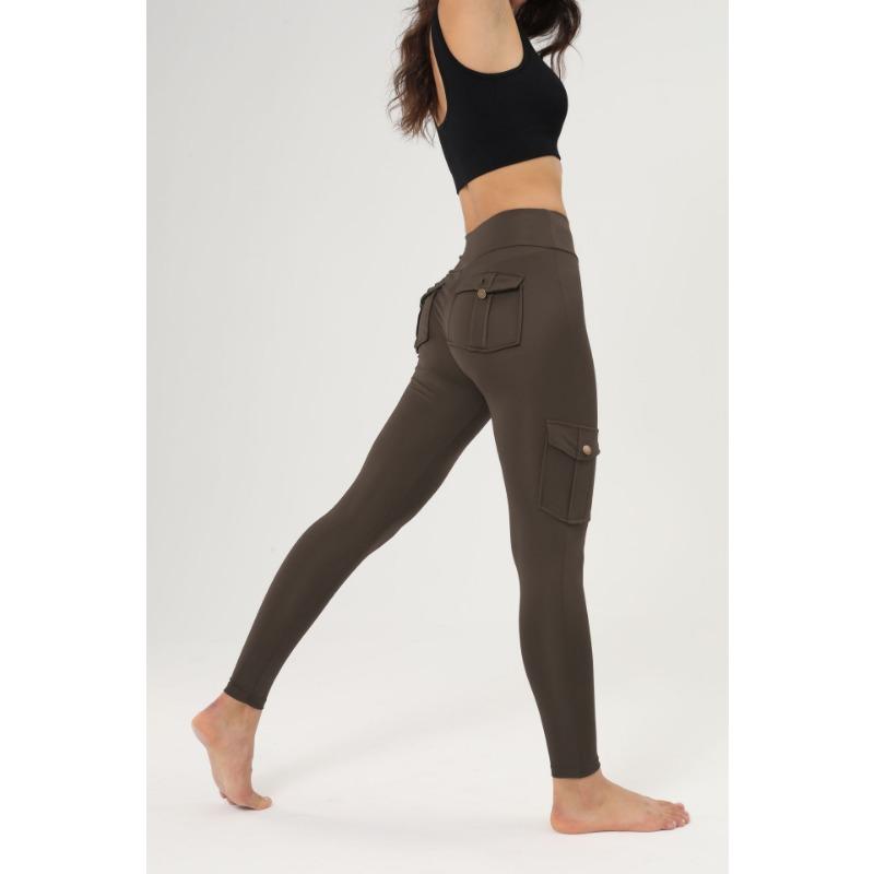 

Надзвичайно зручні та модні дихаючі спортивні штани для йоги з декількома кишенями - ідеальні для робочого одягу для бігу та фітнесу XL коричневий