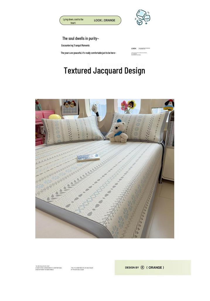 Ice Silk Cooling Bed Sheet Set: Soft, Air-Conditioned, Machine-Washable Mat for Single Person - A-Class Mother and Baby Grade.