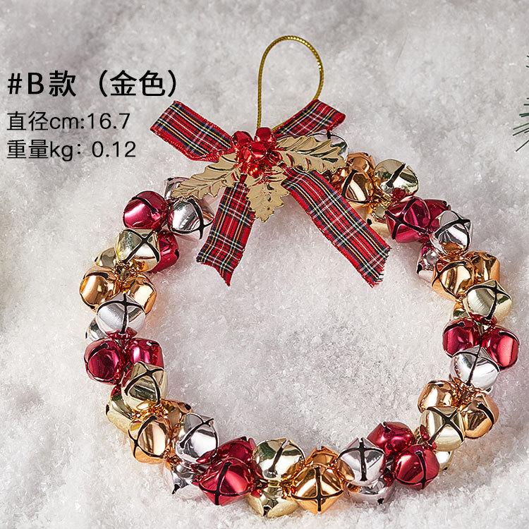 Christmas Bell Pendant Christmas Atmosphere Decoration Iron Bell Wreath Ornament Festive Party Supplies Home Garden
