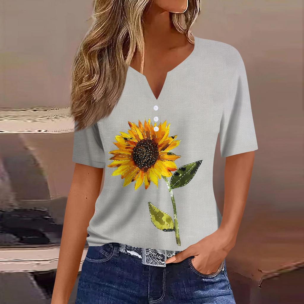 Women's Fashion Casual Short Sleeve Floral Print Top