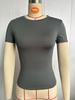 Trendy Women's Casual Long-Sleeve Solid Color Slim Pullover T-Shirts for Spring and Autumn.