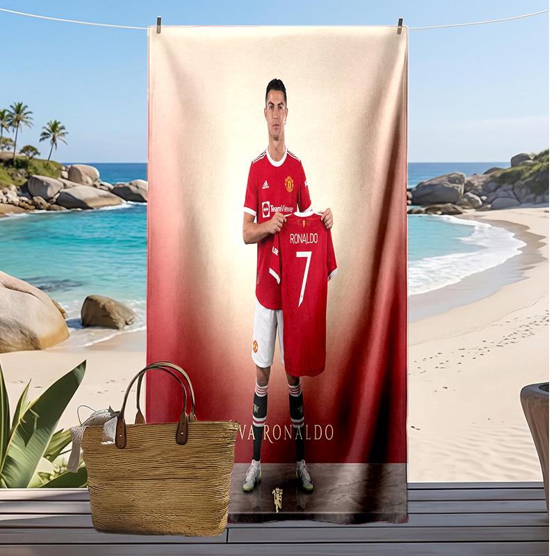 Cristiano Ronaldo Aufdruck Strandtuch Schnelltrocknend Super Saugfähig Weiches Badetuch zum Schwimmen Strand Reisen Fan Souvenir Geschenk