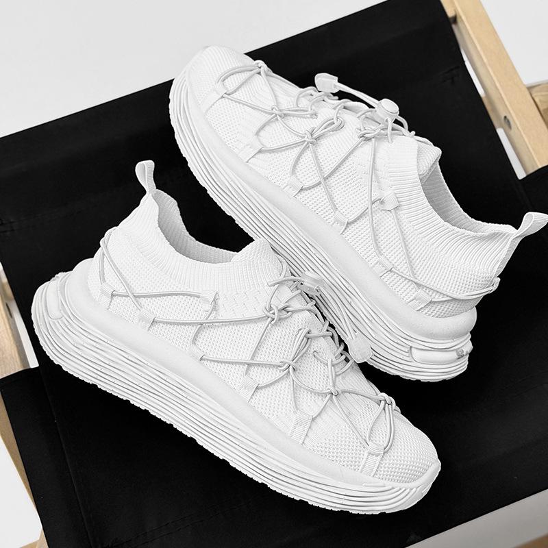 

Новая мужская обувь большого размера, легкая обувь-носки из дышащего трикотажа, горячо продаваемая обувь, дышащая, на плоской подошве, легкая, модная брендовая обувь с ремешками 45 белый