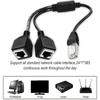 RJ45 Network 1 To 2 Port Ethernet Adapter Splitter,  RJ45 1 Male To 2 Female LAN Ethernet Splitter Adapter Cable Suitable Super