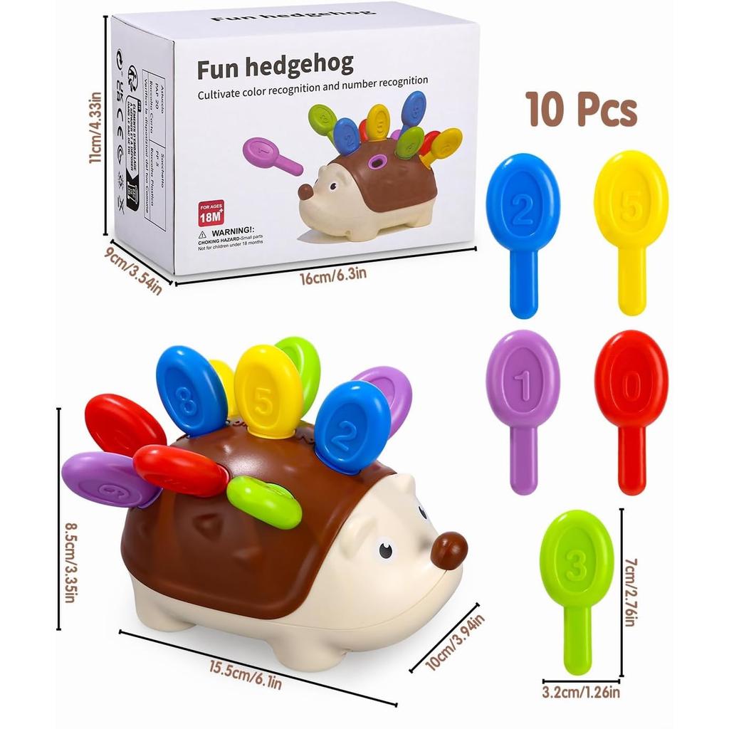Montessori Hedgehog Toy, Fine Motor Skills Toy for Toddlers 2+ Years, Hand-Eye Coordination & Sensory Learning Toy for Kids 2 Years Old and Up
