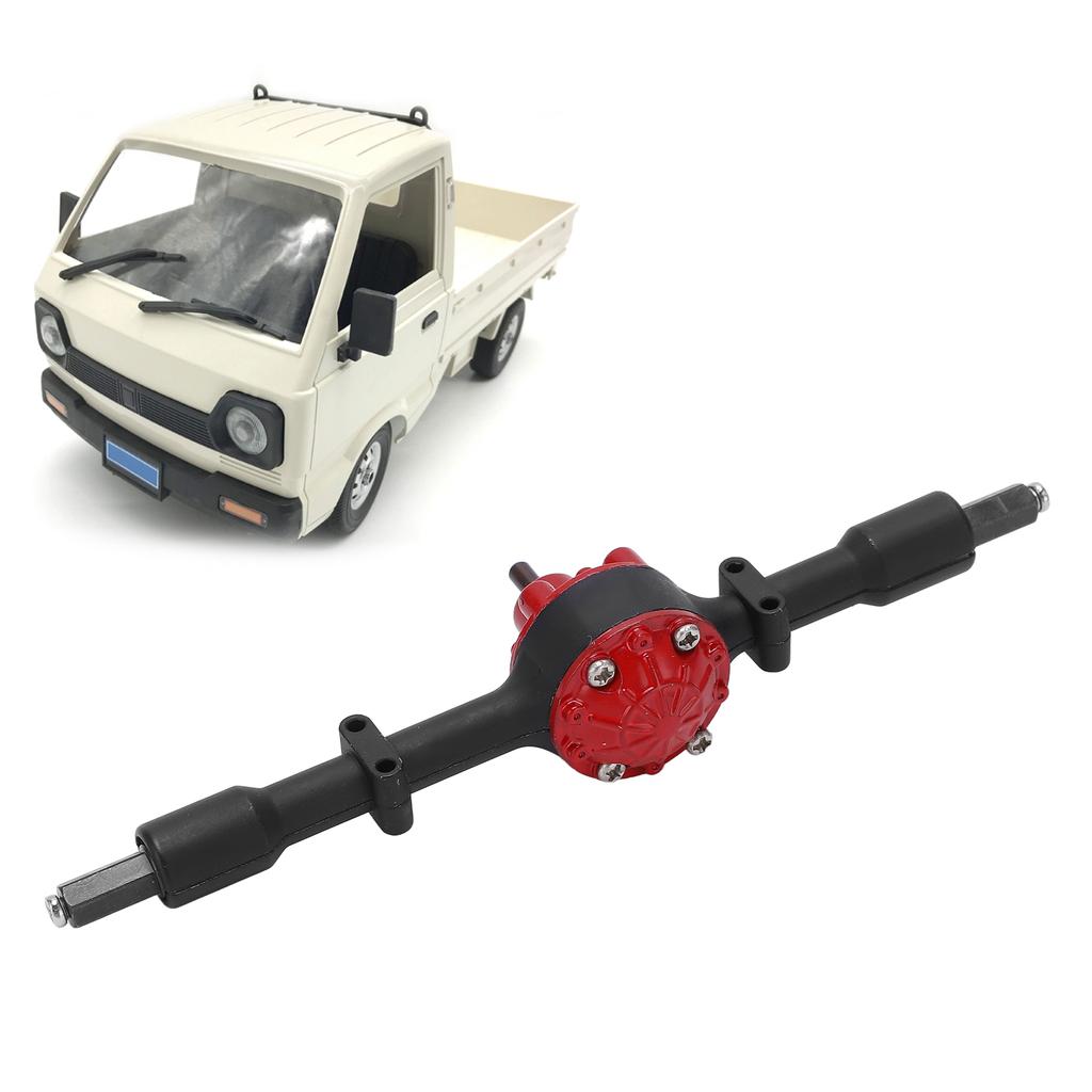 Metal Rear Bridge Axle Drive Shaft for WPL D12 RC Car Upgrade Parts Accessories(Black Red )