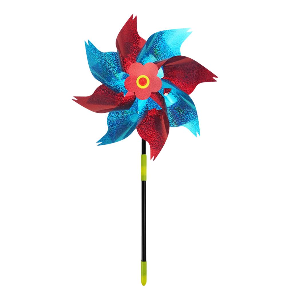 Outdoor Garden Holographic Pinwheel Bird Deterrent Wind Spinner Reflective Material for Yard Lawn Field Decoration Stake Included