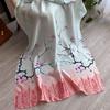 Summer Versatile Silk Scarf Premium Lijing Forging Long Scarf Travel Sunscreen Simulation Silk Flower Silk Scarf Women