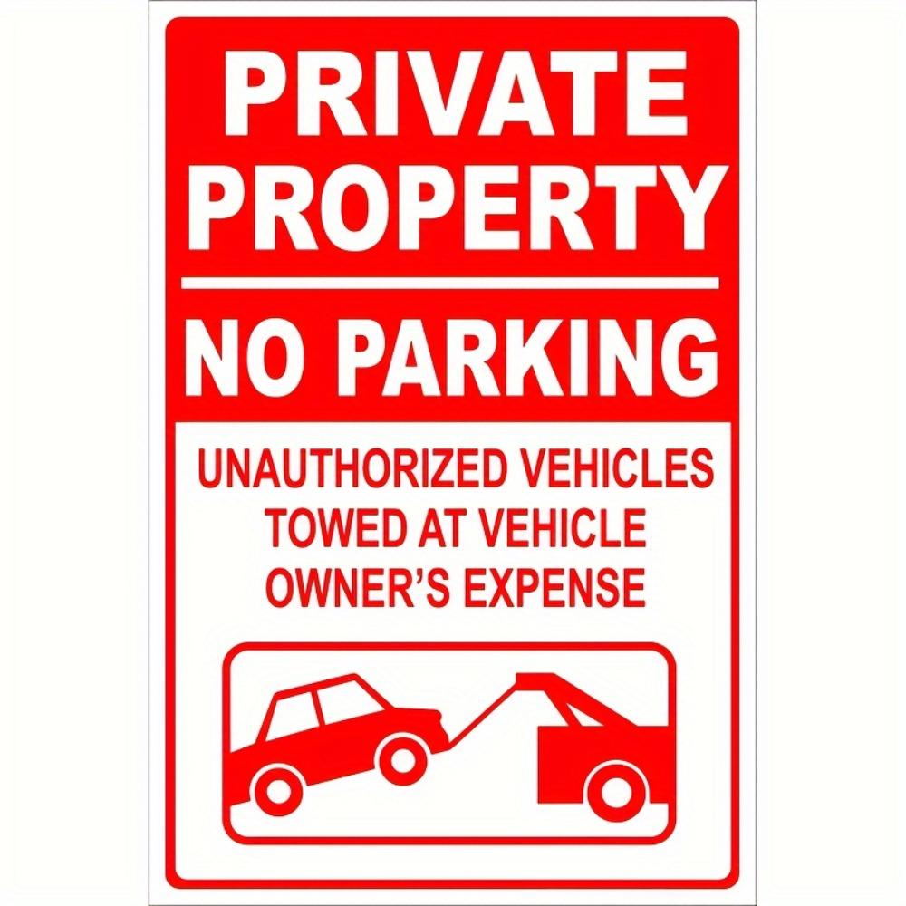No Parking Sign Heavy Metal 8x12 Inch Private Property Warning Tow Warning Red White Driveway Garage Door Wall Decor 20x30cm