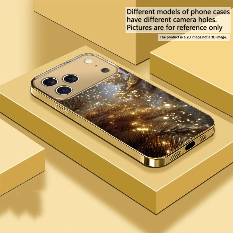 

Golden Needle Art Sense For IPhone 17Pro Max 16 17 Pro oMax 15 Pro 14 13 Plus 12Mini 11ProMax XR 16E Air Golden glass phone case iPhone XS