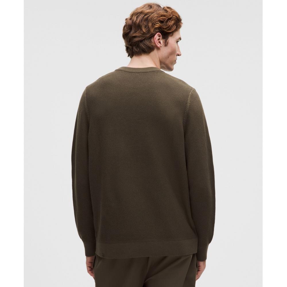 Lululemon Textured Knit Crewneck Sweater Olive Brown